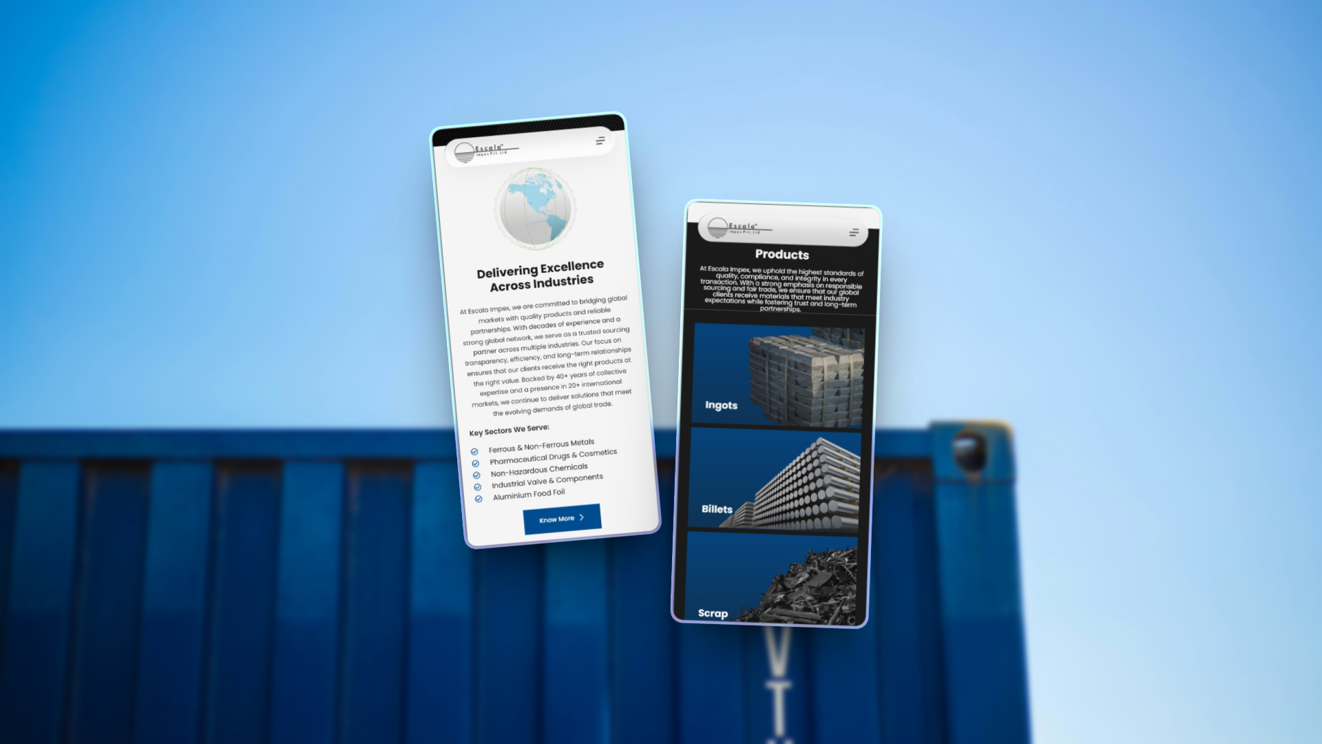 Escala Impex Mobile Responsive Corporate Website
