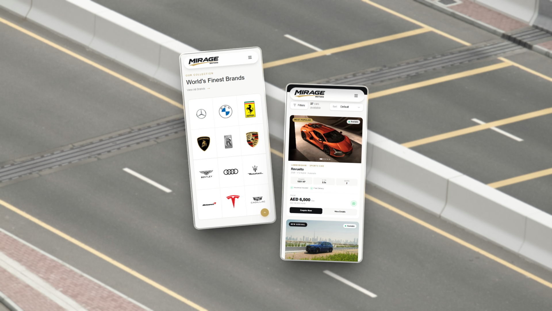 Mirage Motors Mobile Responsive Design Mockup