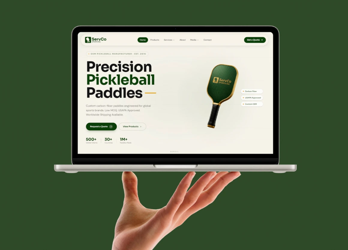 ServCo Sports Inc B2B Paddle Manufacturer Website Design